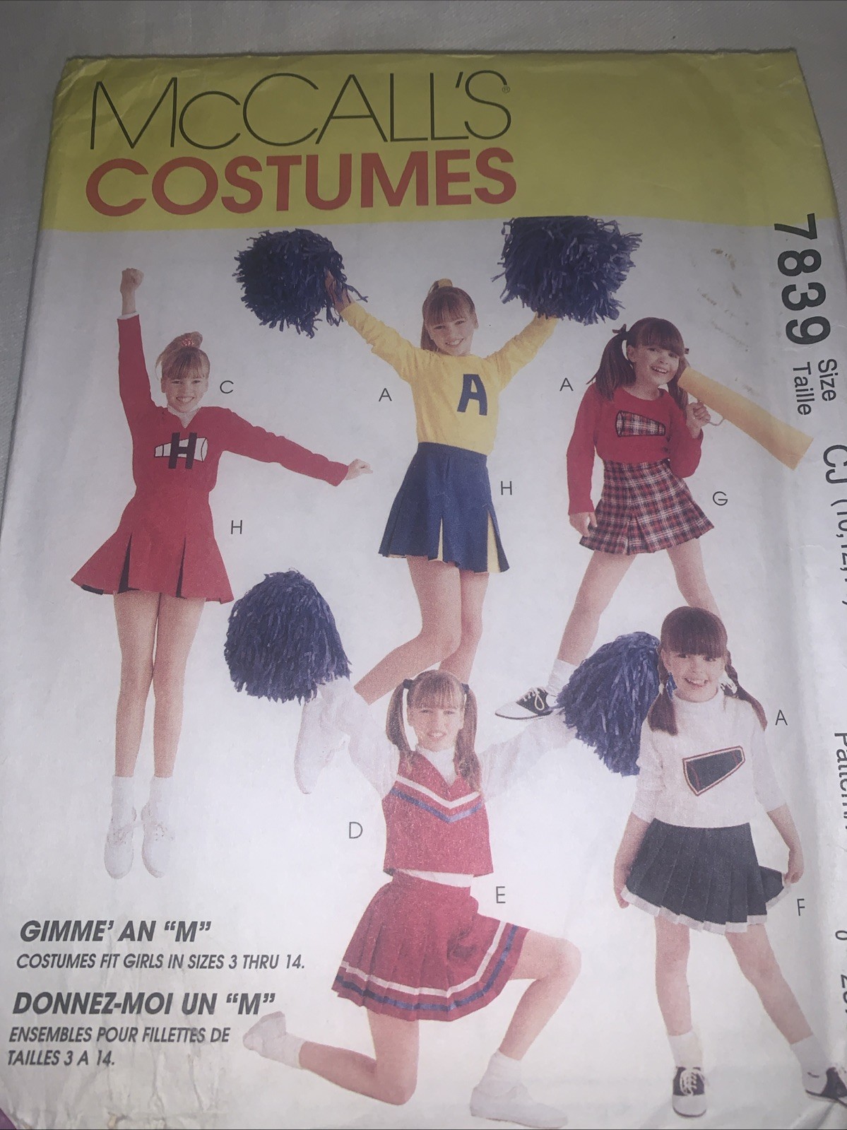 McCalls sewingPattern 7839 Cheerleader Costume Skirt Top Panties Youth 10-14 VTG