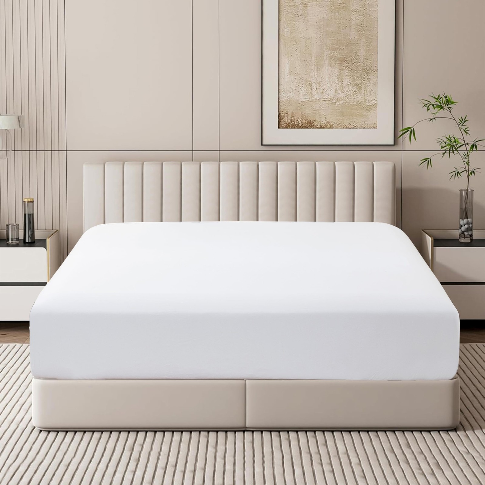100% Egyptian Cotton Fitted Sheet Twin XL Size Only, 600 XL, White 
