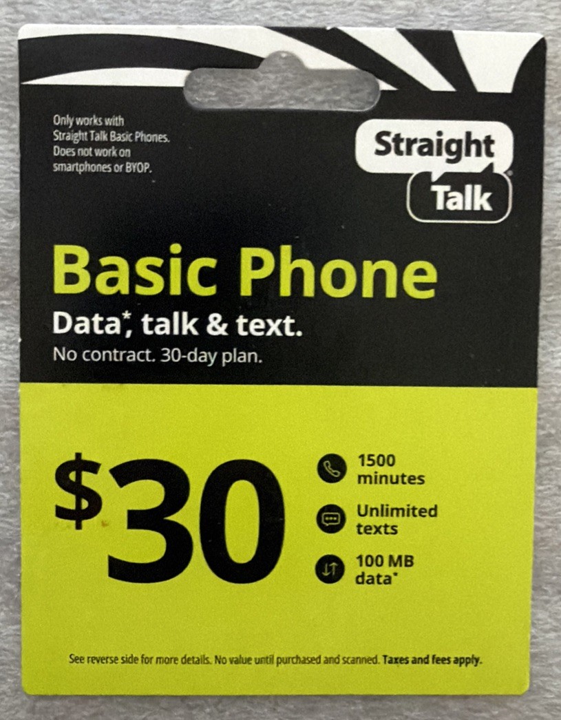 $30 Straight Talk Refill Card