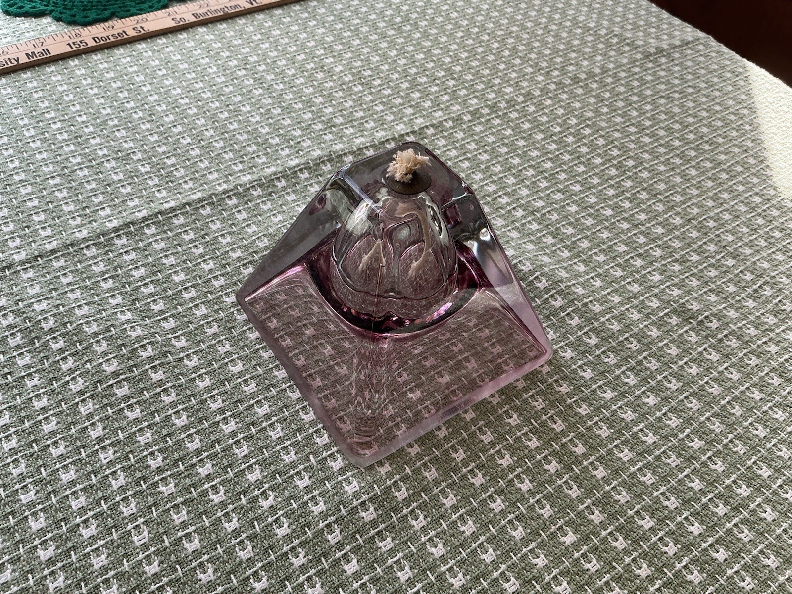 Pyramid Oil Lamp Purple Glass Handcrafted Made in Poland Unused