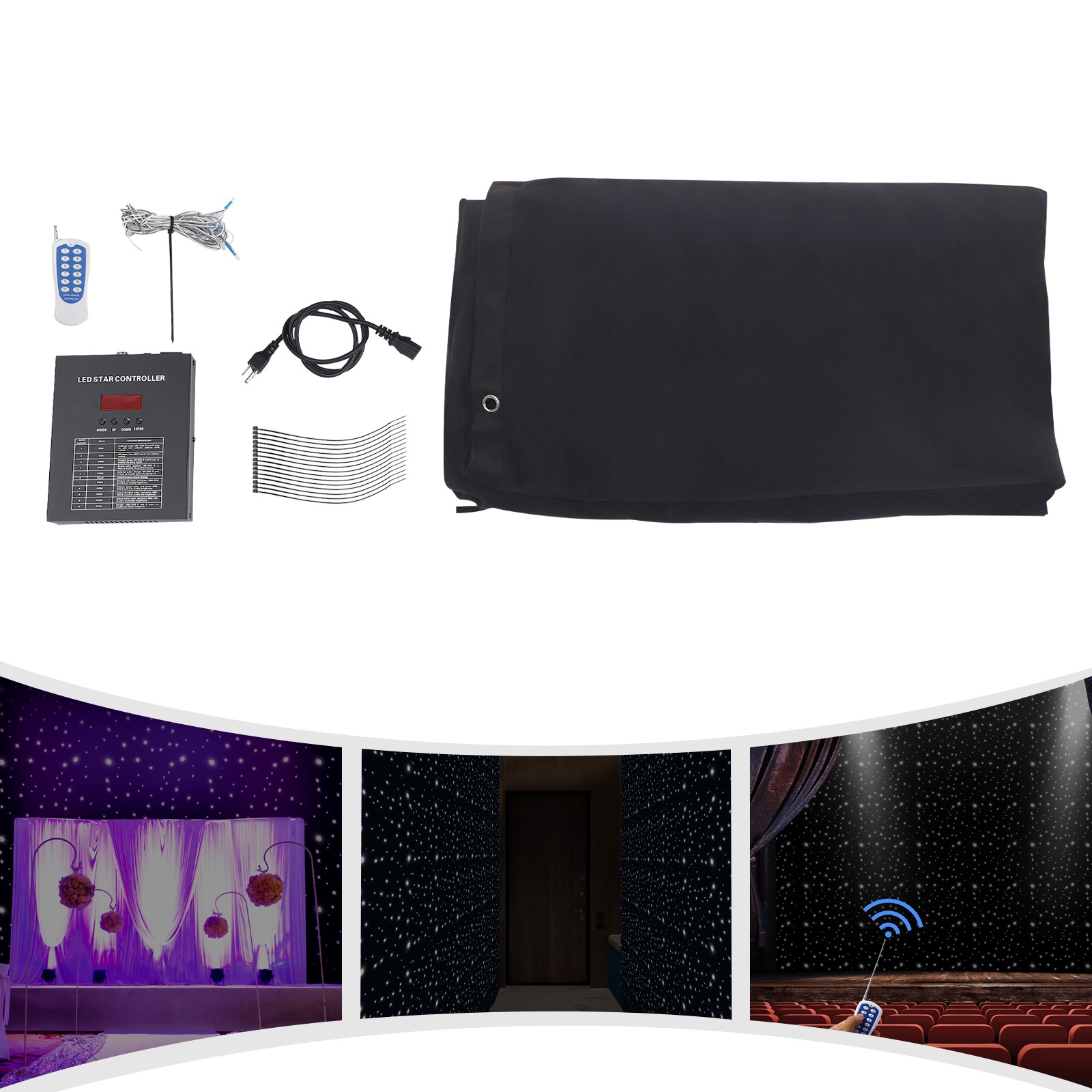LED Stage Star Sky Background, Stage Background Curtain Set, LED Stage Backdrop