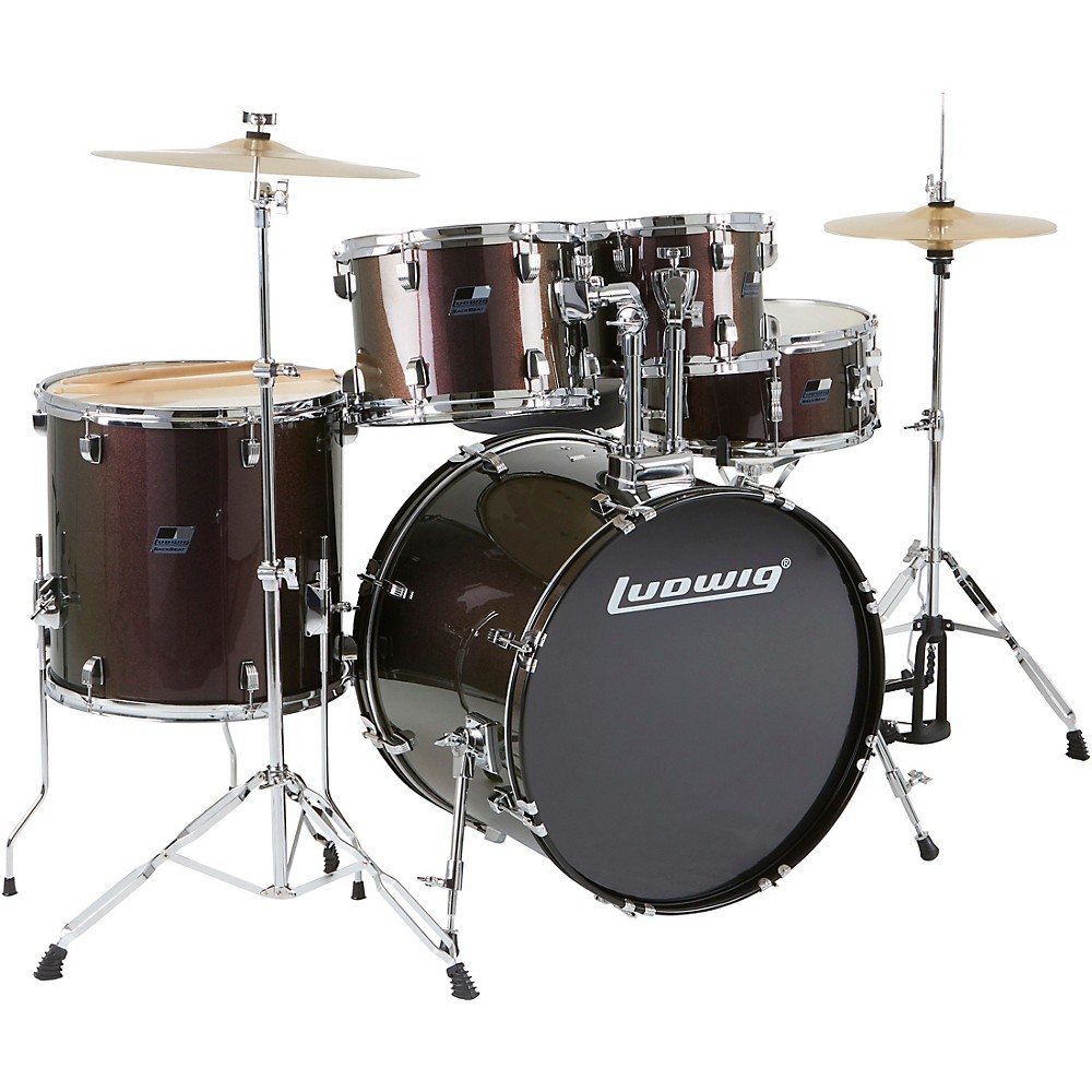 Ludwig BackBeat Complete 5-Piece Drum Set w/Hardware/Cymbals Metallic Purpl Mist