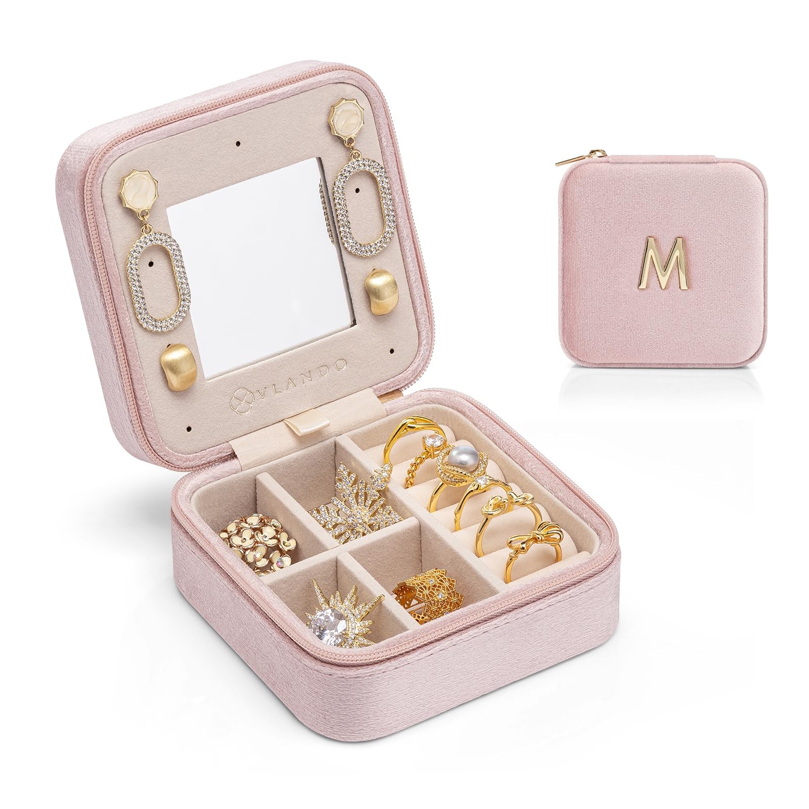 Small Travel Jewelry Box Organizer Display Case for Rings Earrings Necklaces ...