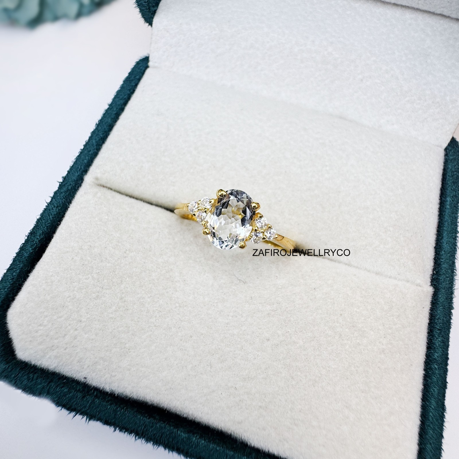 White Aquamarine Ring, Anniversary Ring, Natural Aquamarine, March Birthstone