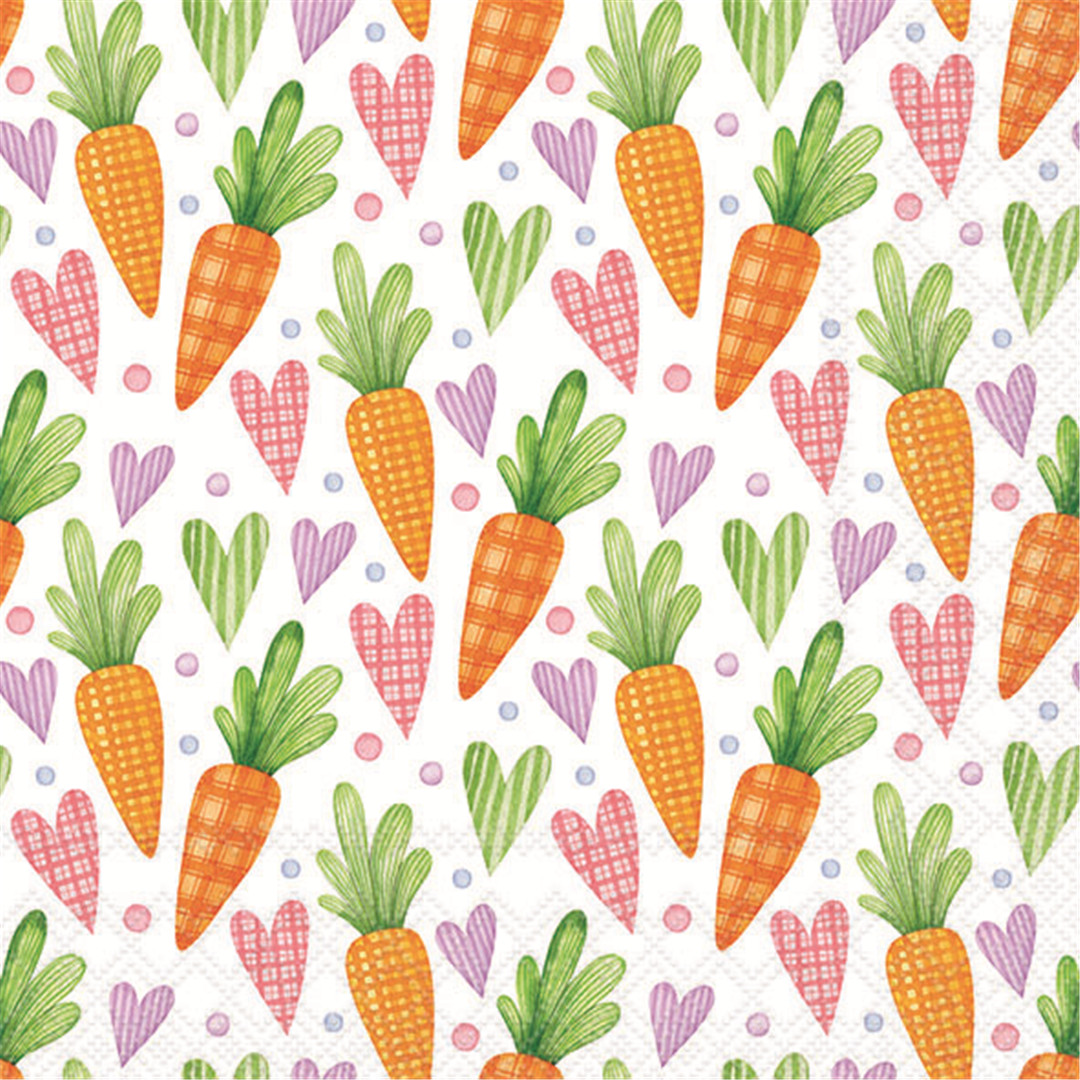 Napkin 33x33 Easter Design Pcs.20 Carrots And Hearts White |