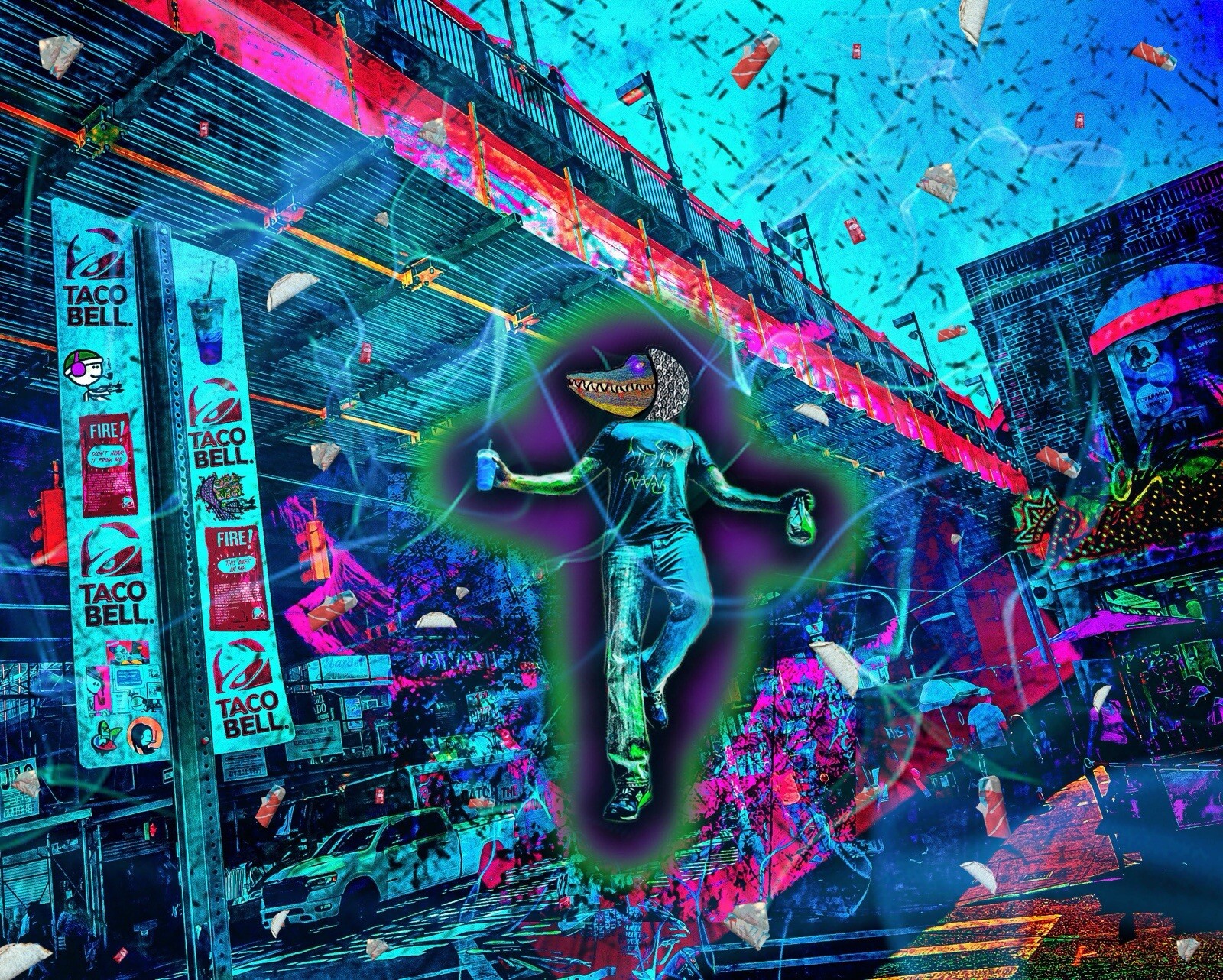 RAW HEADs #142 LiveMas 1of1 Digital Street Art Brut by RabidArtWork