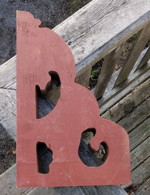 Ornate Burgundy Corbel One PieceWood Architectural Salvage Abt 16"x10"x2"