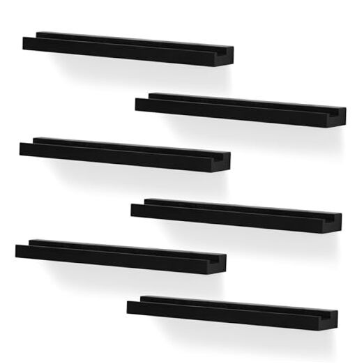 Vinyl Record Wall Mount,6 Pack-Vinyl Record Shelves Album Display 6 Pcs Black