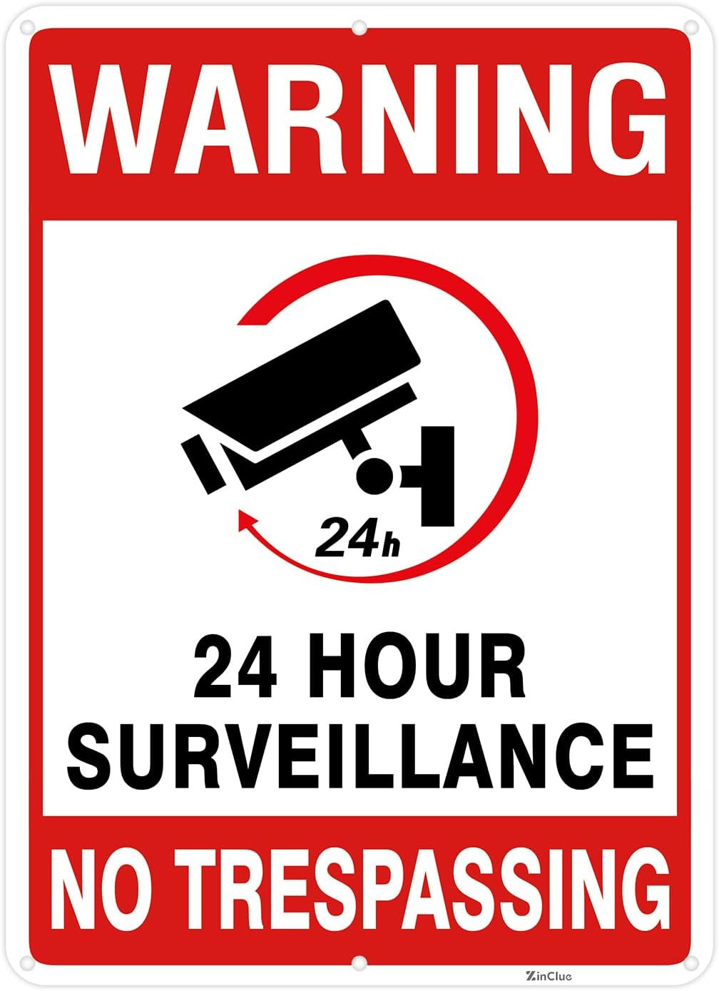 Video Surveillance No Trespassing Sign with Stake, 7x10 Metal, 24-Hour Security
