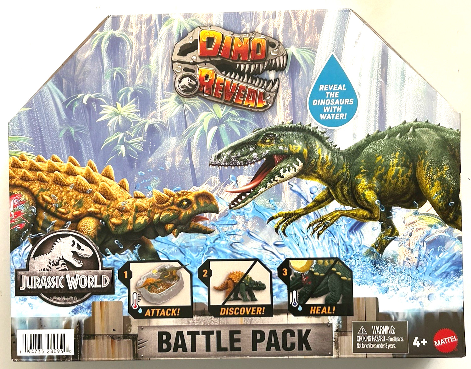 "Jurassic World Dino Reveal" Color Change Battle Pack, Mattel New