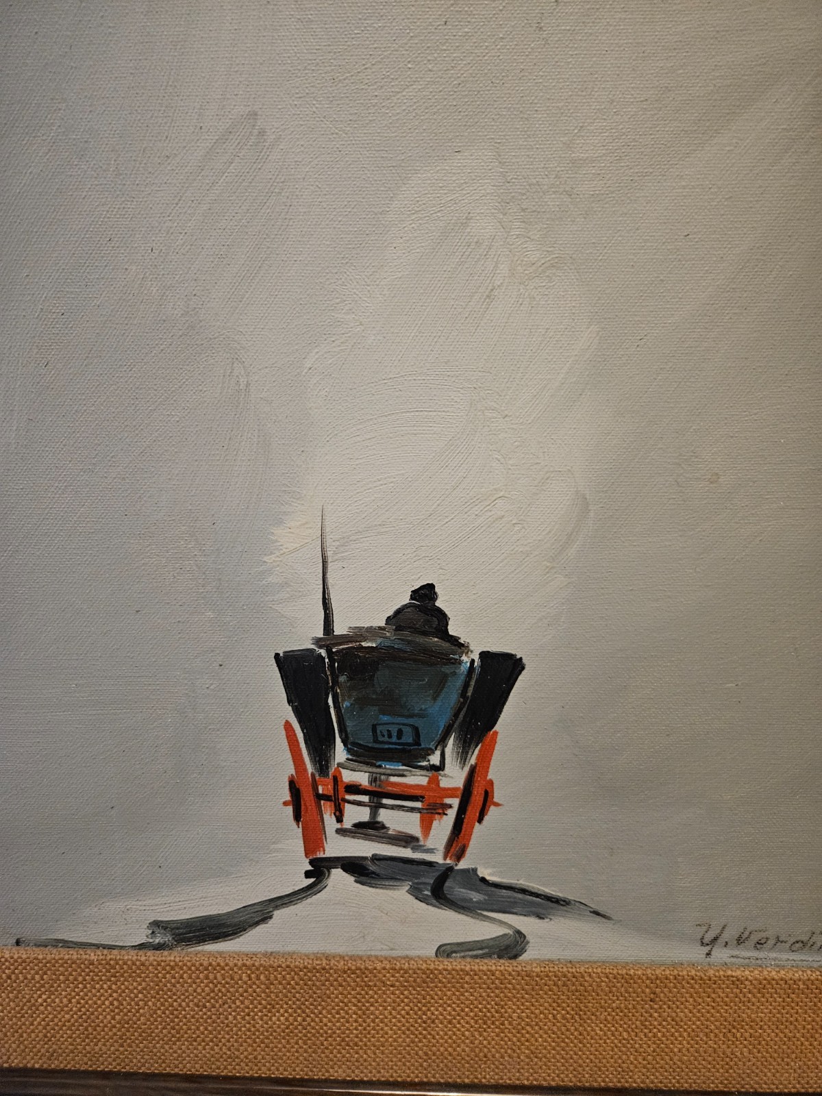 Original Oil Painting by Umberto Verdirosi - "Carriage in the Fog" - Signed