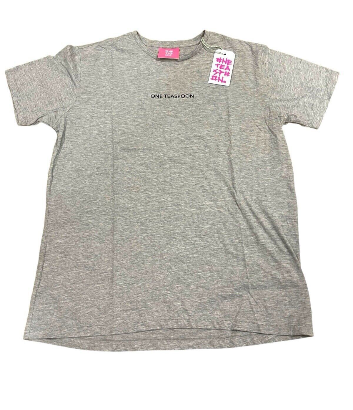 One Teaspoon Gray Marl OT Logo Crew Neck Tee Size Medium