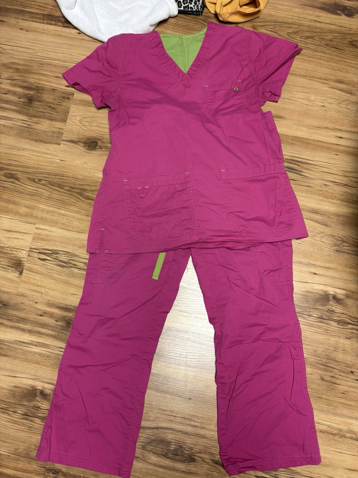 medium pink scrub set