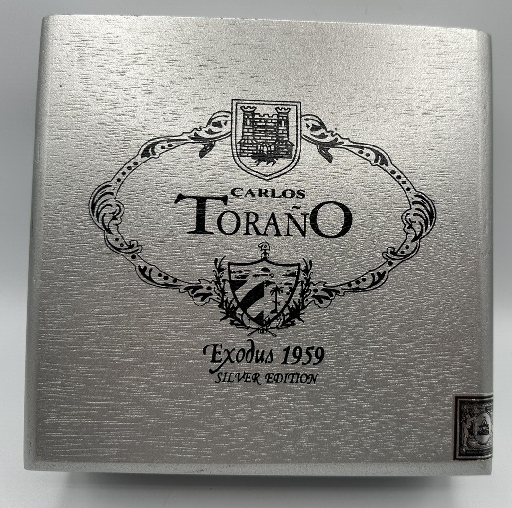 Carlos Torano Exodus 1959 Silver Edition Wooden hinged Cigar Box (no cigars)