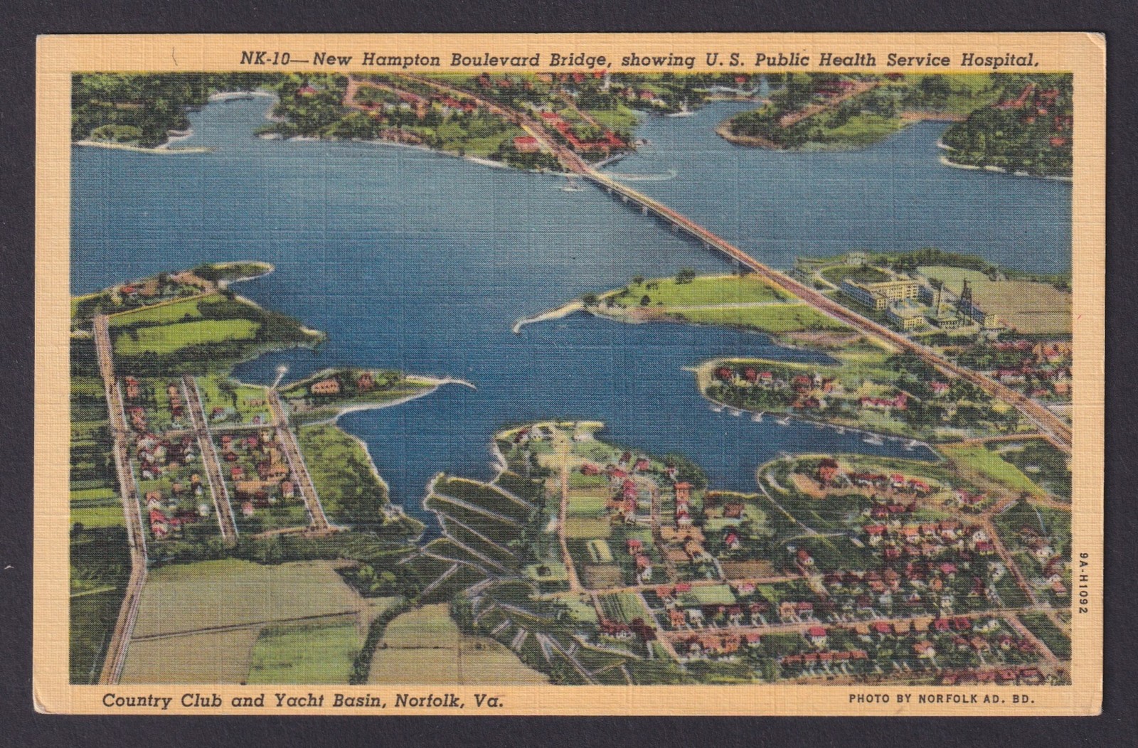 Postcard, United States, Norfolk VA, Country Club and Yacht Basin