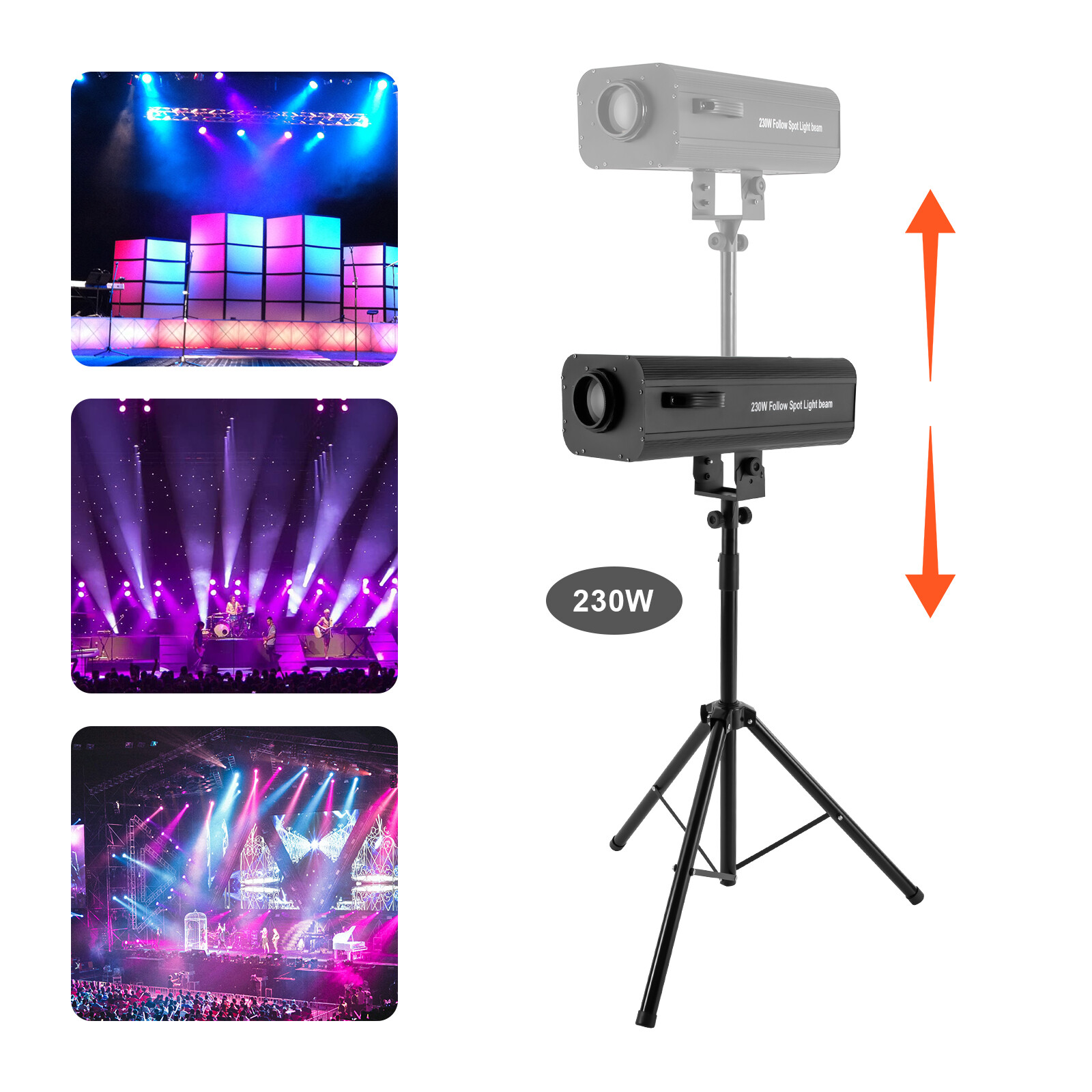 230w LED Follow Spot Light Spotlight Stage Light Adjustable Manual Control