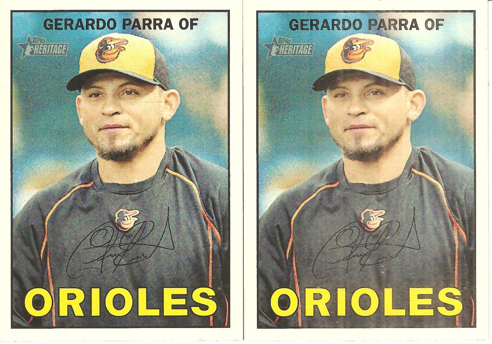 2 CARD 2016 TOPPS HERITAGE GERARDO PARRA BASEBALL CARD LOT