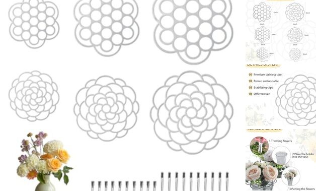  6Pcs Flower Arrangement Holder,Metal Floral Grid Used for Vase 4in5in6in6