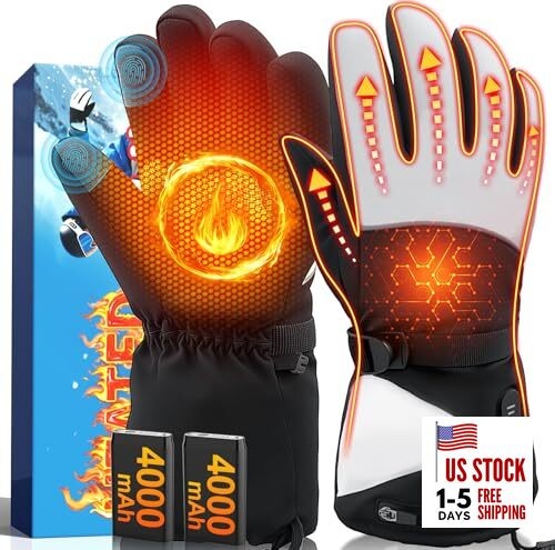 Heated Gloves for Men Women, Upgraded 8000mAH Rechargeable Heated Winter 