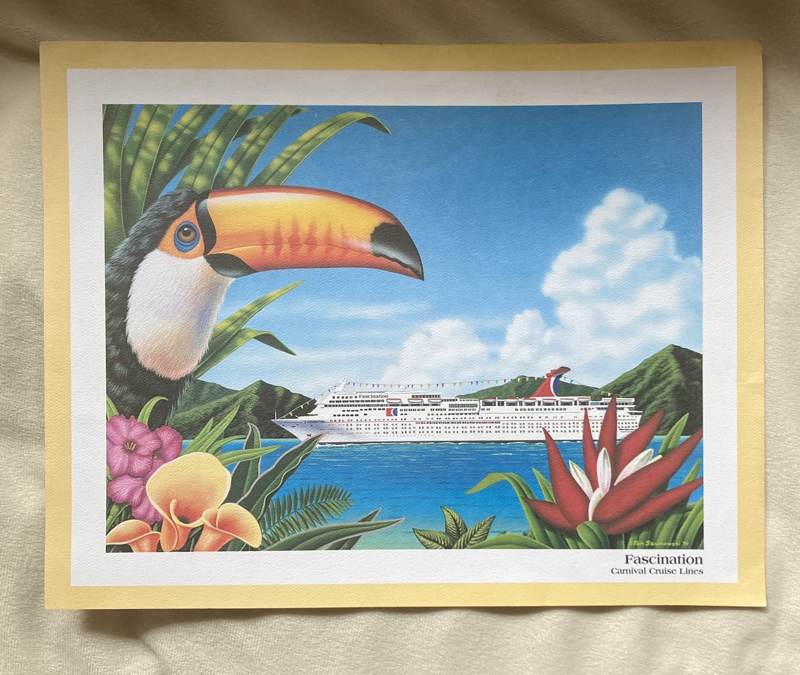 1994 Fascination Carnival Cruise Lines Print Tom Szumowski VINTAGE 11 x 14”