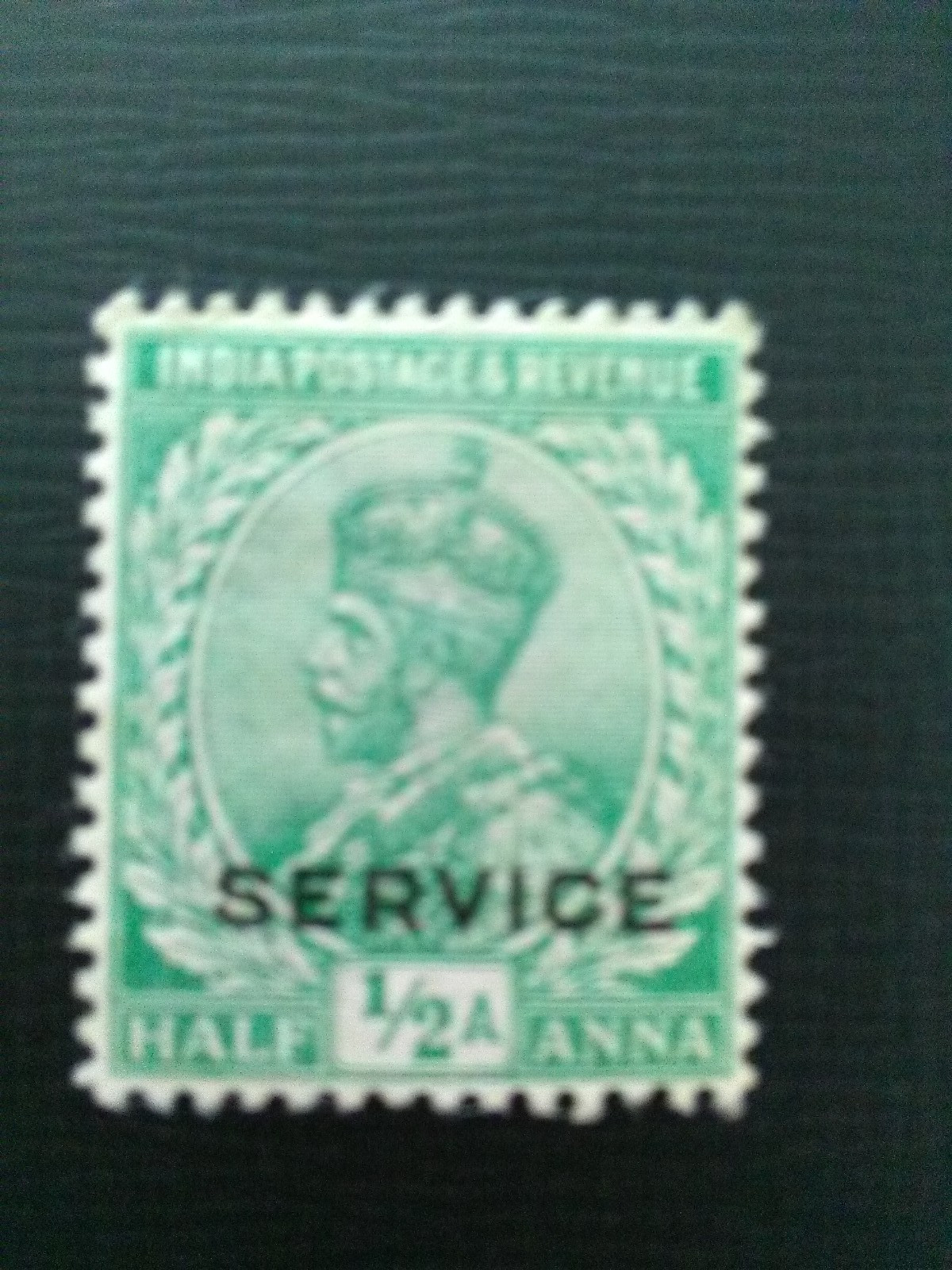 INDIA  M/MINT  STAMP  1912-3 KGV SERVICE 1/2 ANNA PALE BLUE-GREEN SG077.
