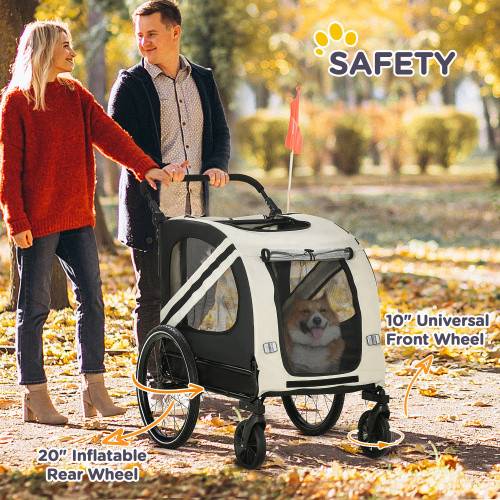 2-in-1 Pet Bike Trailer & Stroller for Small Dogs – Weatherproof & Safe