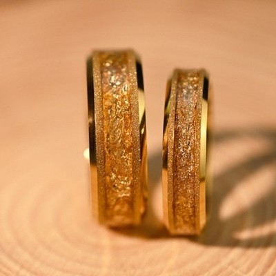 Gold Leaf Tungsten Steel Ring
