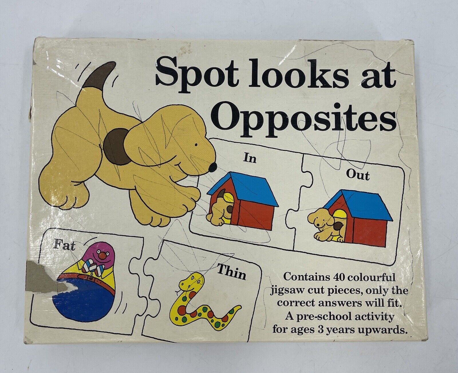 Spot the Dog Looks at Opposites 40 Pc Puzzle Complete Eric Hill 1988 *DEFECTS*