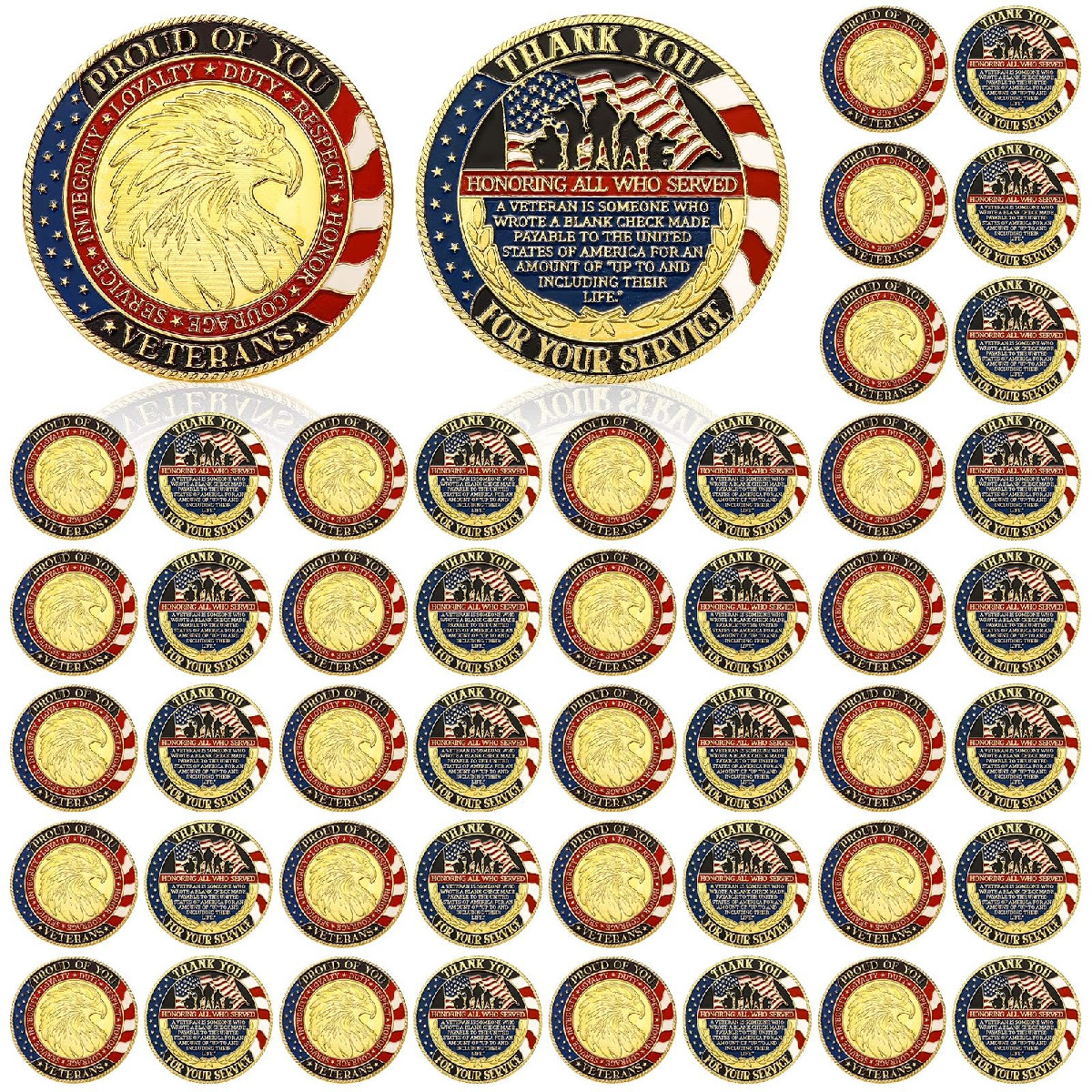 Siifert 48-Pc Veteran Challenge Coin 4th of July Patriotic Military Gift