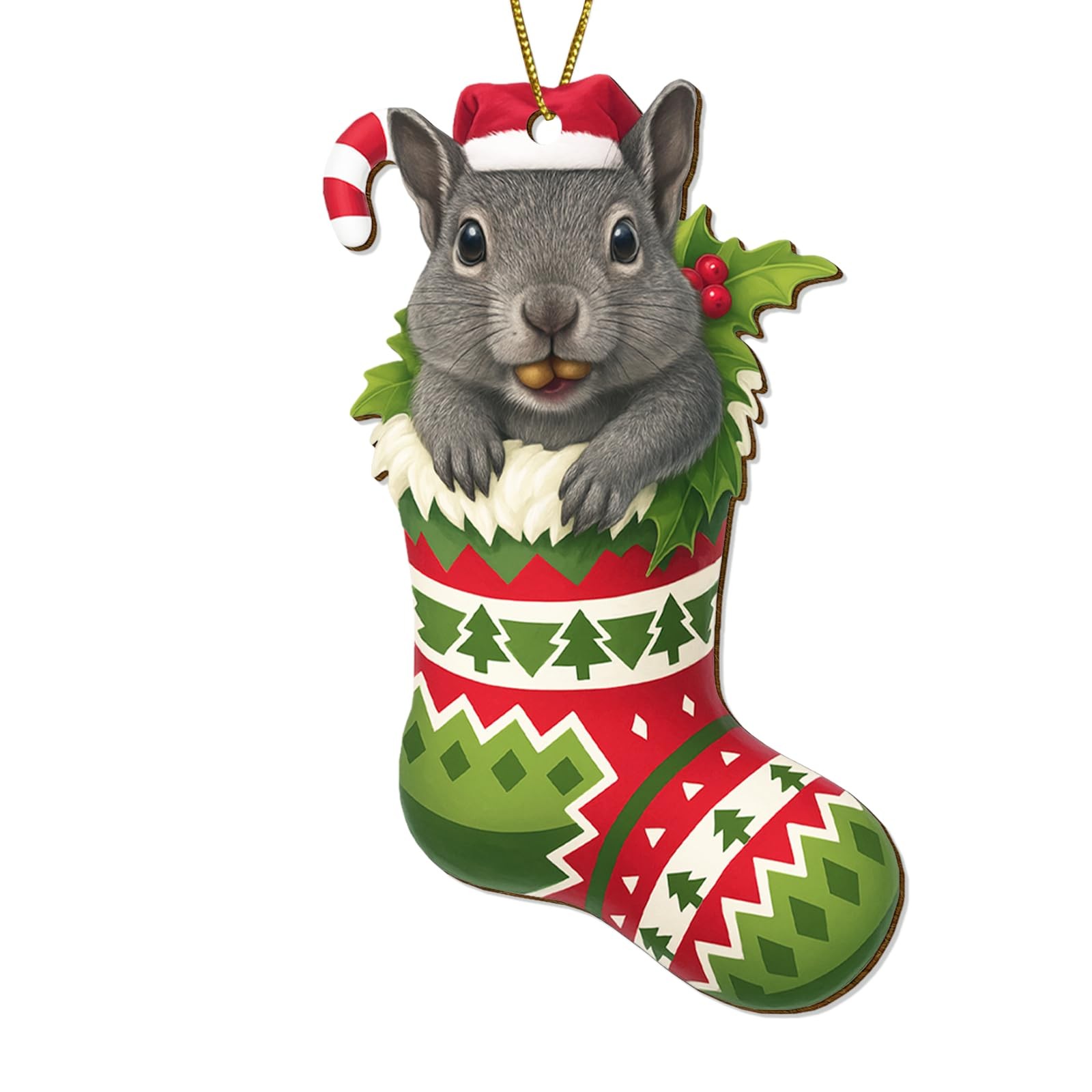 365RUSTIC Woodland Squirrel Christmas Ornament – Chipmunk in Sock 