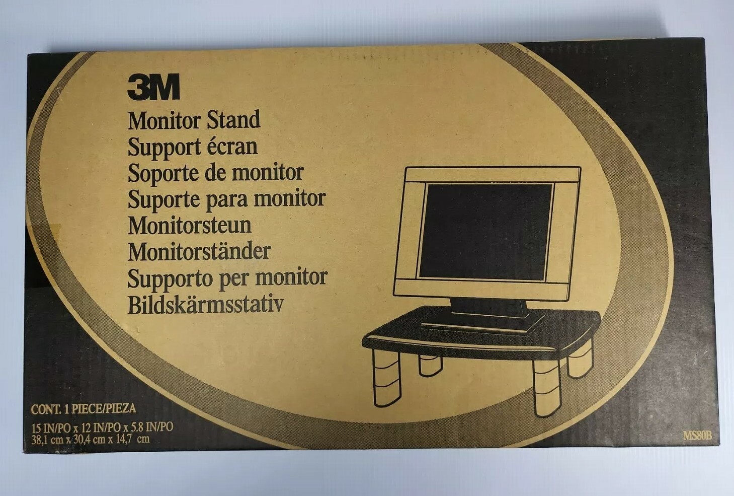 3m Adjustable Height Monitor Stand, 12 x 15 x 1-5 7/8, Black/Silver (MMMMS80B)