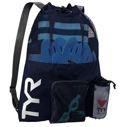  Big Mesh Mummy Backpack for Swim, Gym and Workout Gear, Black, 40-Liter Navy