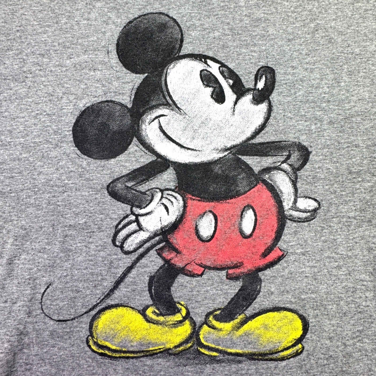 Disney Mickey Mouse Unisex Shirt Size Large Vintage Cartoon Mickey T-Shirt Gray
