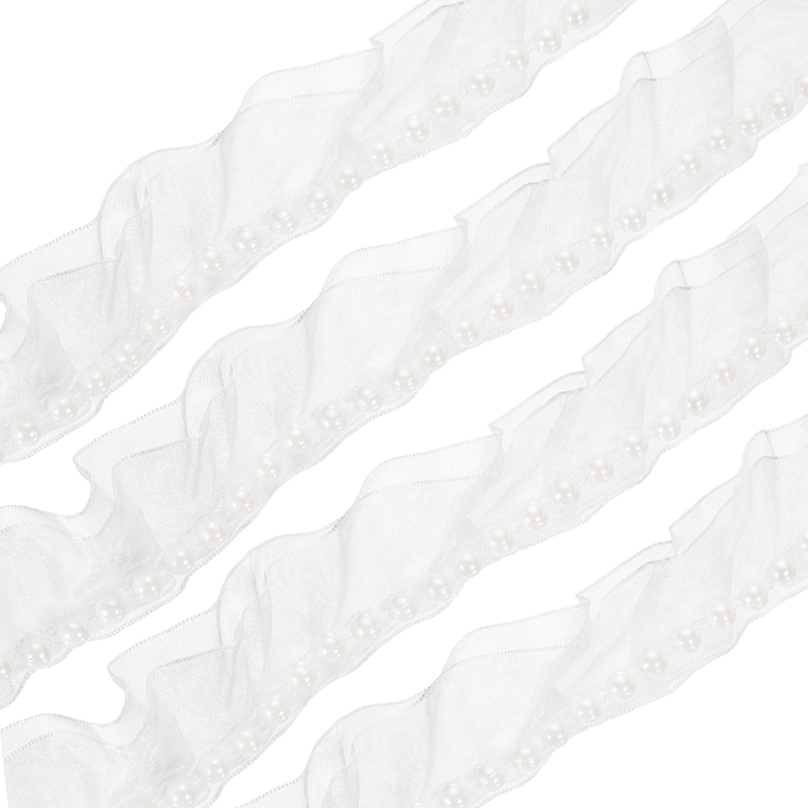 Pleated Lace Ruffle Trim Ribbon, 10 Yards 1.4 Inch Wide, White