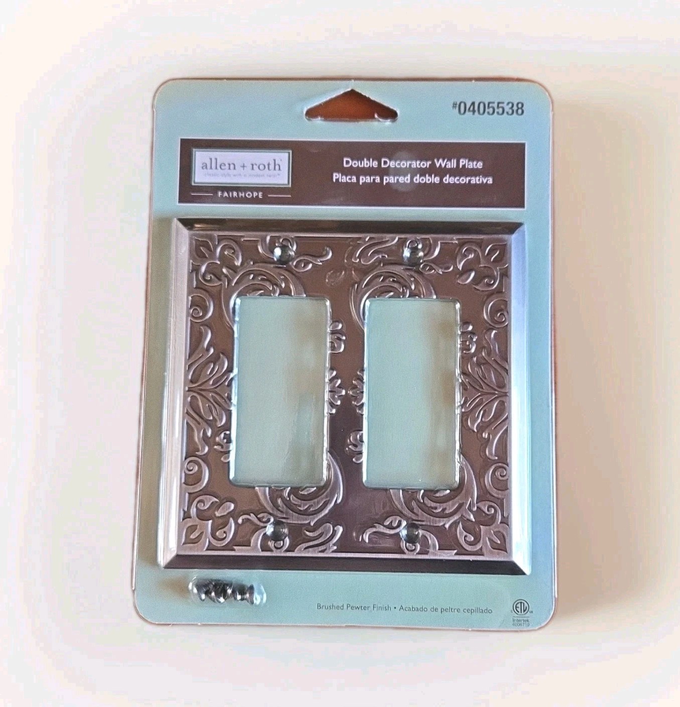 Allen + Roth Fairhope 2-Gang Double Decorator Wall Plate Brushed Pewter 0405538