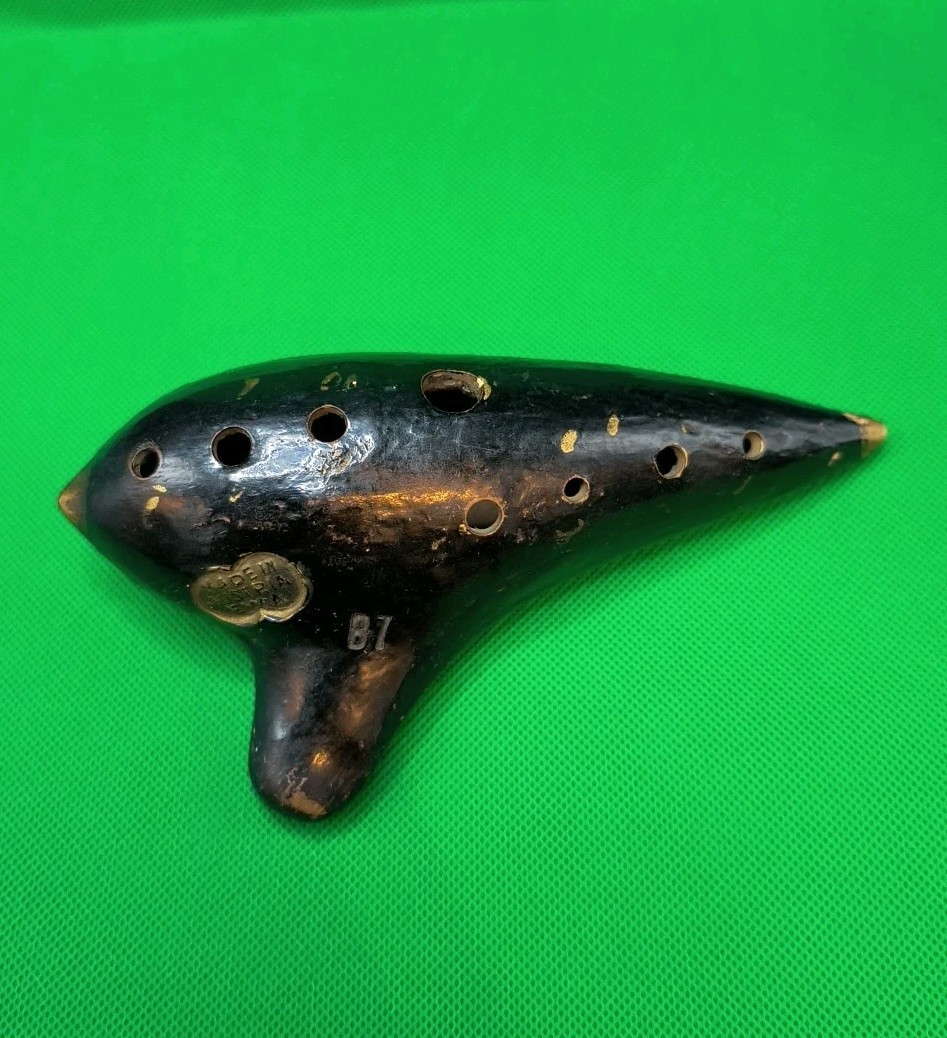 Antique OCARINA EWA Flute B7 Pottery Musical Instrument Vienna Austria Black 7"