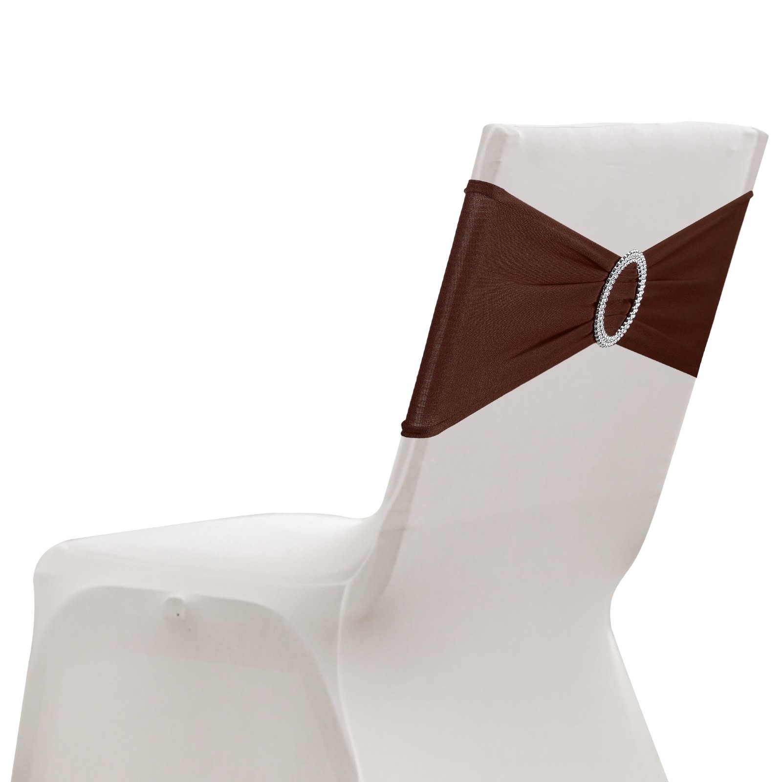 10 Pack Chair Sashes, Stretch Chair Cover Band Bows Cover Band, Dark Brown