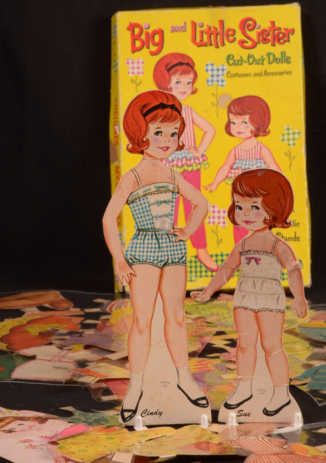 Whitman Big and Little Sister Cut-Out Dolls 1962 VIntage Laminated Paper Dolls