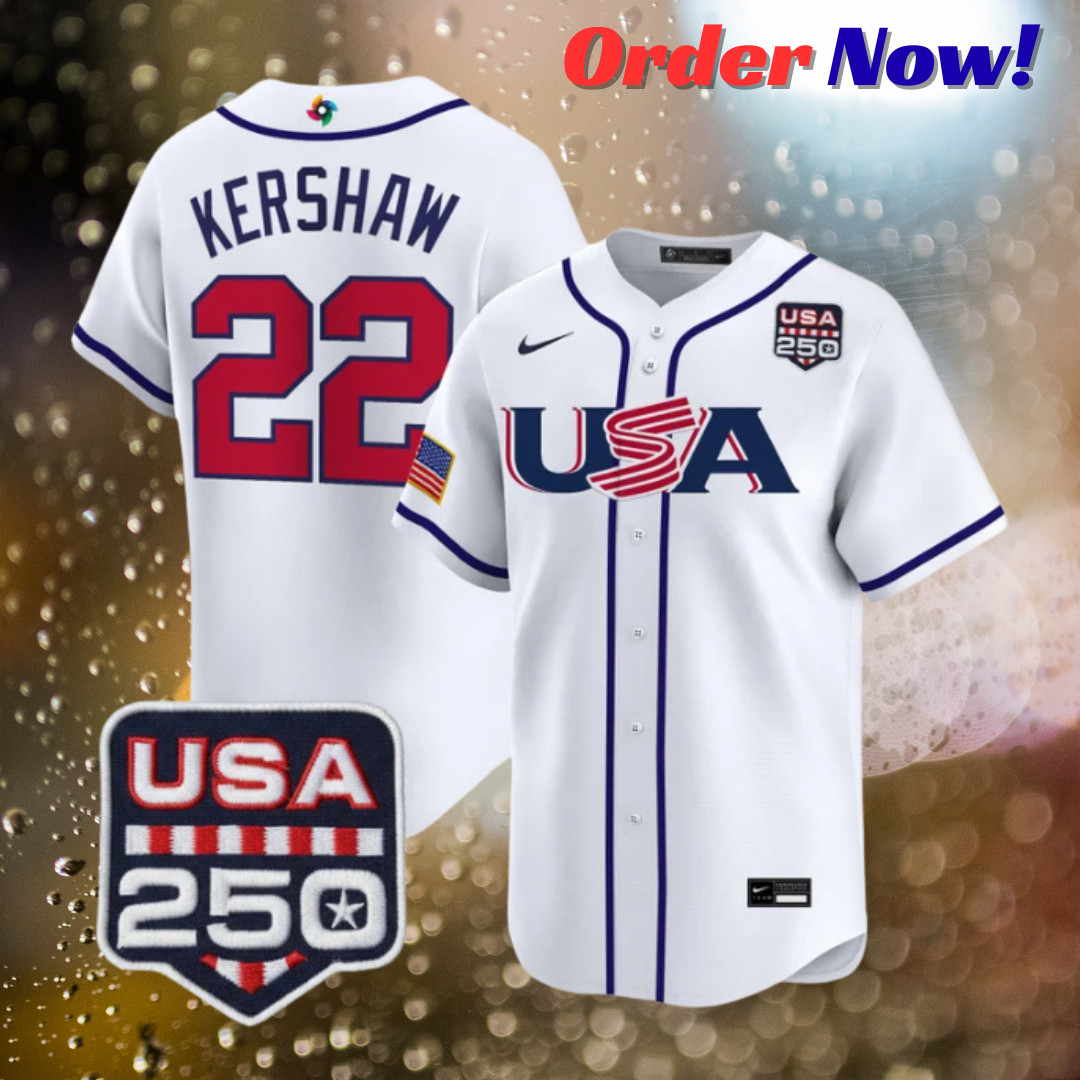 Clayton Kershaw #22 Team USA White 2026 USA 250 Patch Stitched Jersey All Sizes