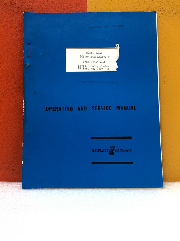 HP 320A-910 Model 320A Distortion Analyzer Operating & Service Manual