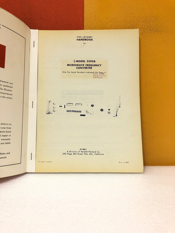 HP Model 2590B Microwave Frequency Converter Preliminary Hand Book Manual