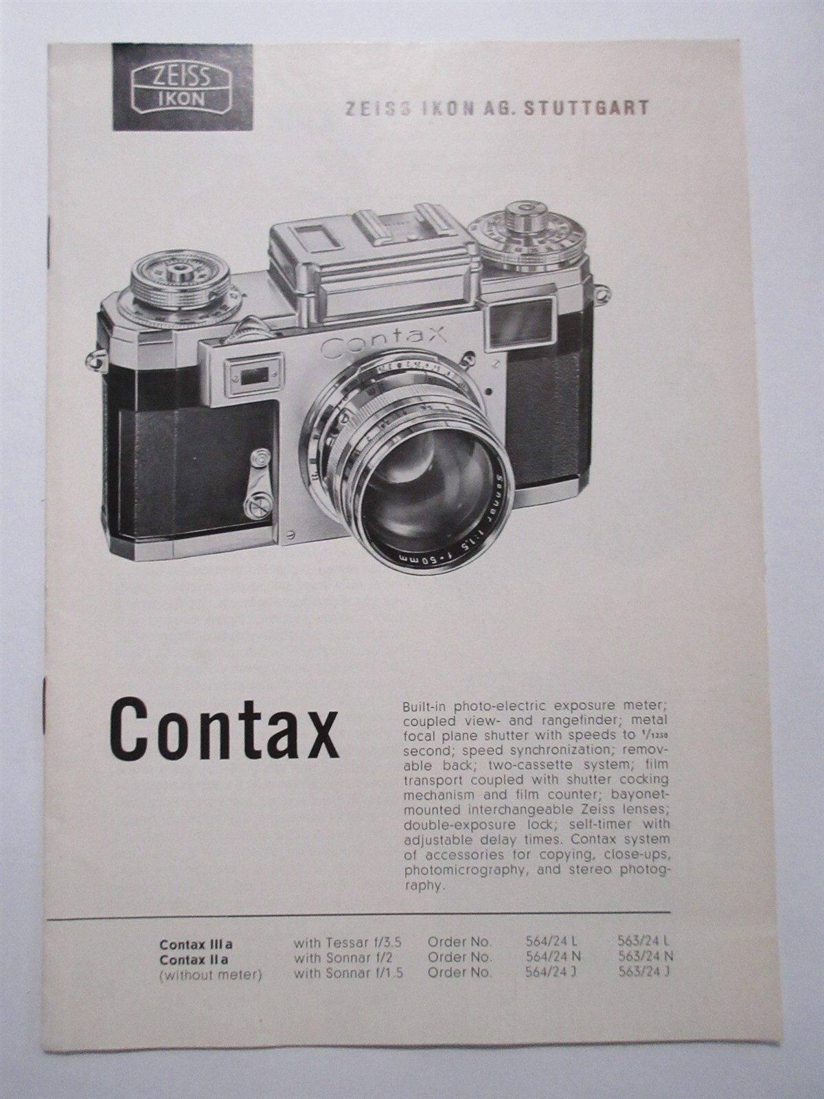 Zeiss Ikon Contax Camera User Manual Book Guide