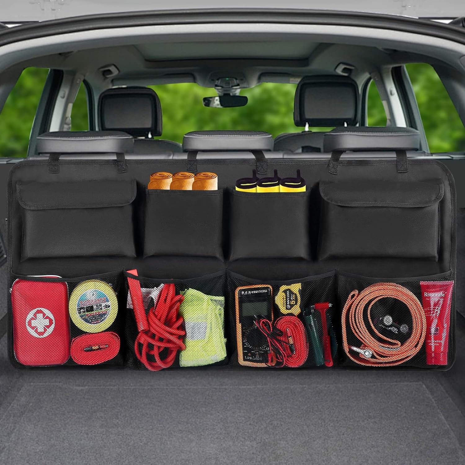 Car Trunk Organizer, Backseat Hanging Organizer with 8 Large Storage Bag Super C
