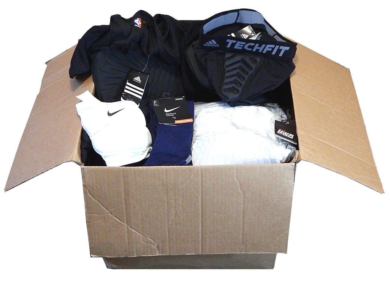 Huge Lot of Sports Gear Compression Pads Shirts Gloves Socks Nike Adidas Stance