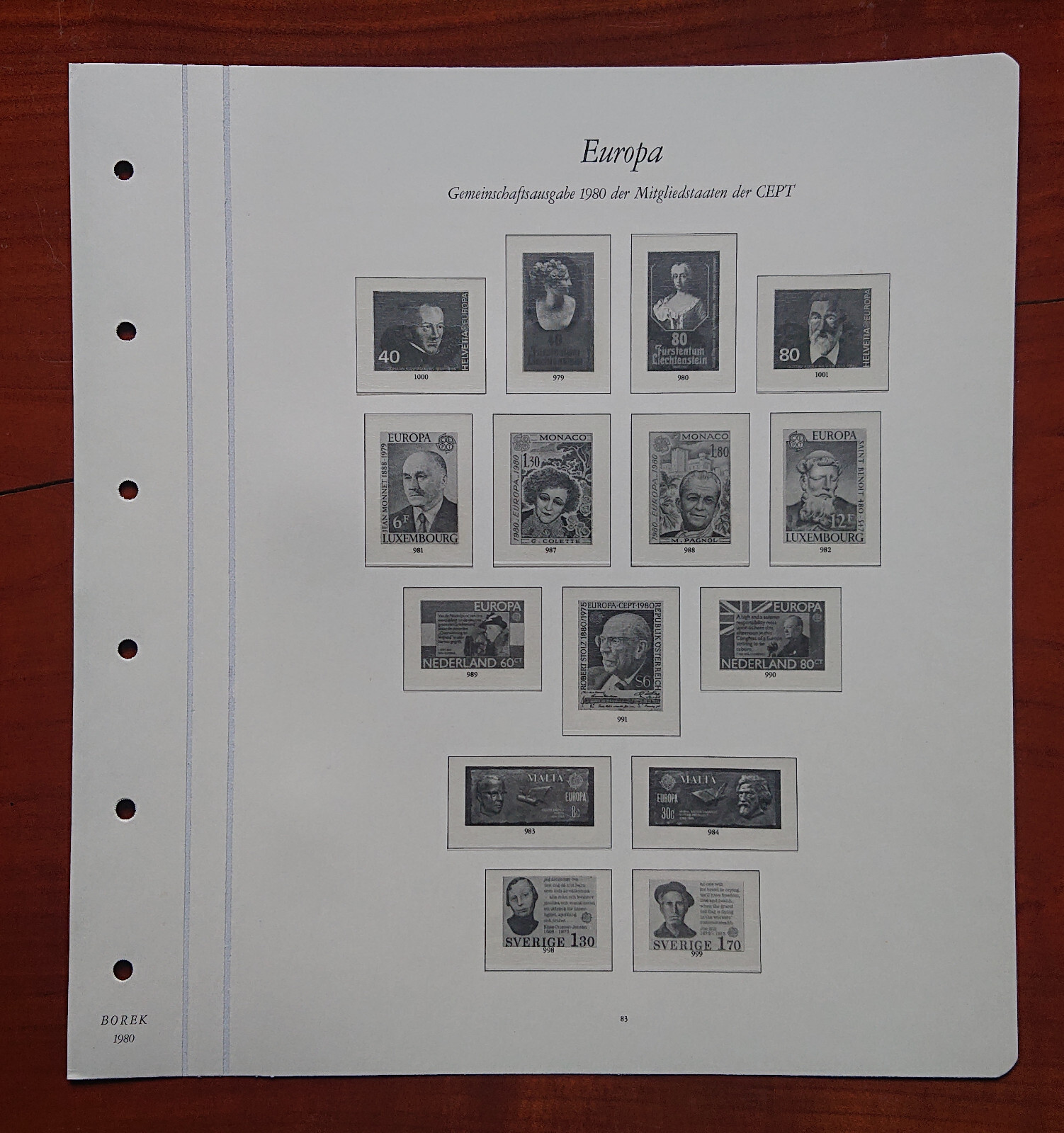 Form Sheet Europe Community Edition 1980 Of The Member States Of The CEPT Monaco