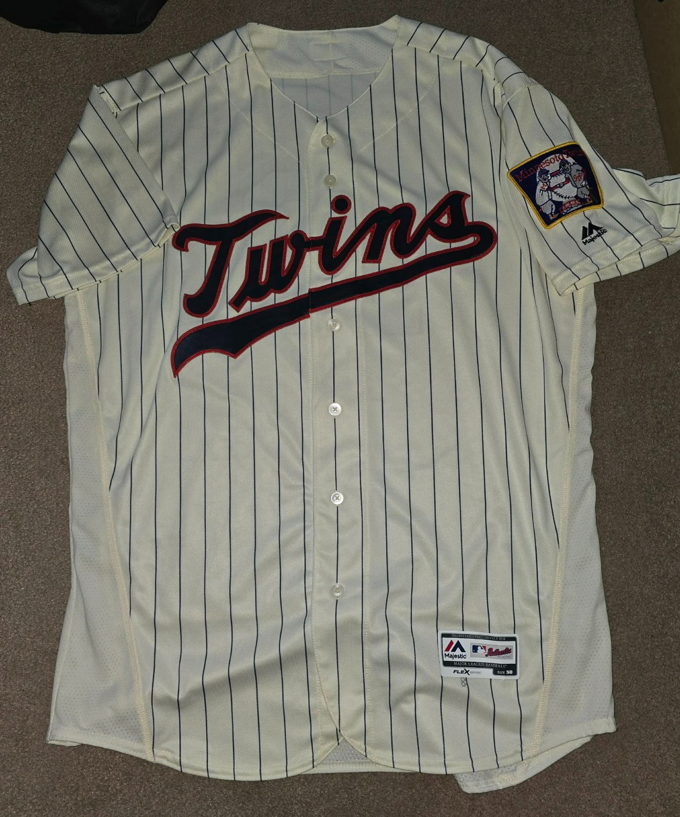 Eddie Guardado Minnesota Twins 2017 Game Worn Cream Alternate Jersey Sz 50