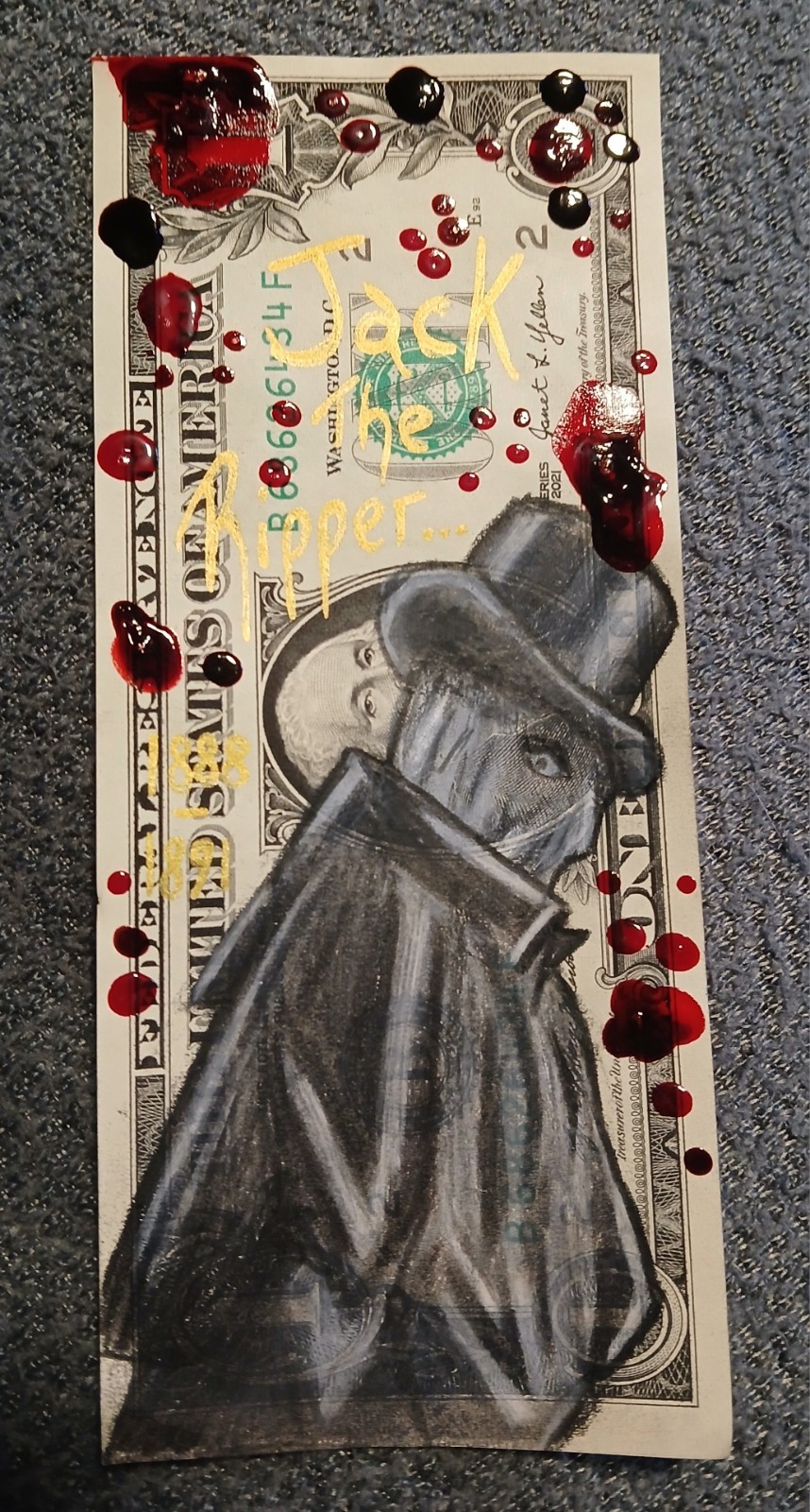 Jack The Ripper 4, 1/1 Real Dollar Money Art Mr Emobotical Robot Collectable COA