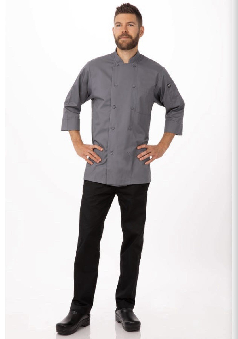 Chef Works Morocco- 3/4 Sleeve Chef Coat- JLCL-Gray Culinary Restaurant - Size S