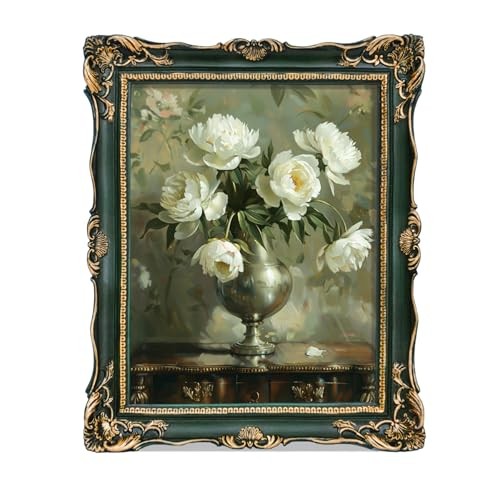 Vintage Picture Frame Textured Antique Picture Frames with Embossed 8x10 Green