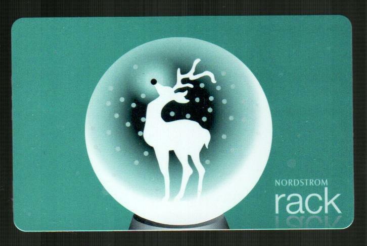 NORDSTROM RACK Reindeer Snow Globe ( 2015 ) Foil Gift Card ( $0 )